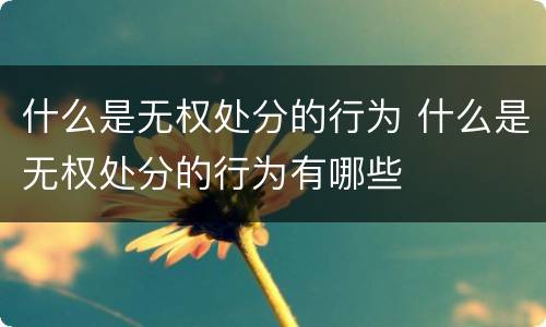 什么是无权处分的行为 什么是无权处分的行为有哪些