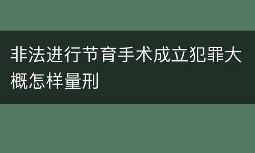 非法进行节育手术成立犯罪大概怎样量刑