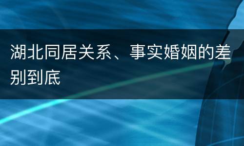 湖北同居关系、事实婚姻的差别到底