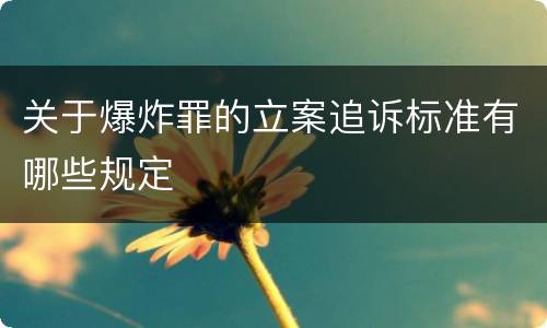 关于爆炸罪的立案追诉标准有哪些规定