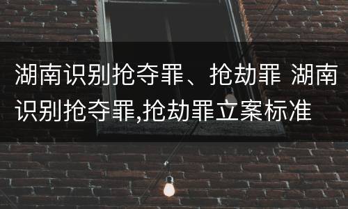 湖南识别抢夺罪、抢劫罪 湖南识别抢夺罪,抢劫罪立案标准