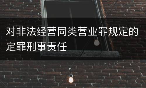 对非法经营同类营业罪规定的定罪刑事责任