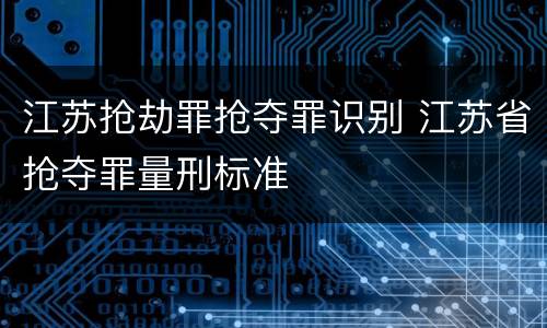 江苏抢劫罪抢夺罪识别 江苏省抢夺罪量刑标准