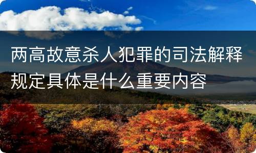 两高故意杀人犯罪的司法解释规定具体是什么重要内容