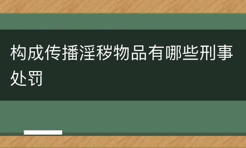 构成传播淫秽物品有哪些刑事处罚