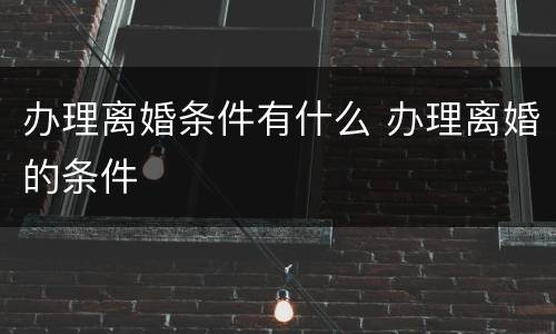 办理离婚条件有什么 办理离婚的条件