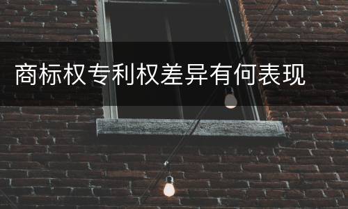 商标权专利权差异有何表现