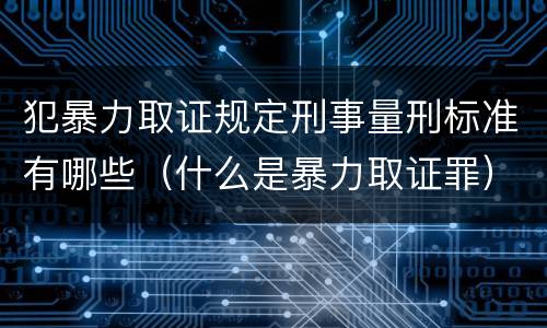 犯暴力取证规定刑事量刑标准有哪些（什么是暴力取证罪）