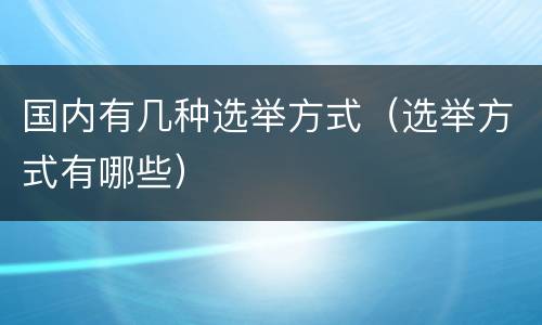 国内有几种选举方式（选举方式有哪些）