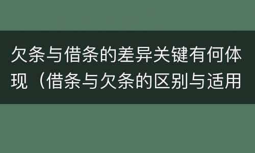 欠条与借条的差异关键有何体现（借条与欠条的区别与适用要点）
