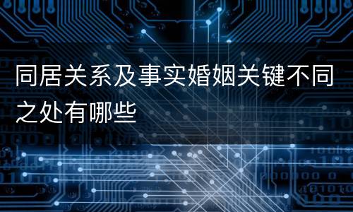 同居关系及事实婚姻关键不同之处有哪些