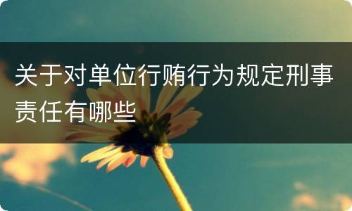 关于对单位行贿行为规定刑事责任有哪些