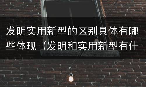 发明实用新型的区别具体有哪些体现（发明和实用新型有什么区别）