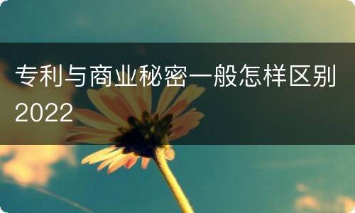 专利与商业秘密一般怎样区别2022