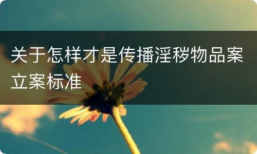 关于怎样才是传播淫秽物品案立案标准