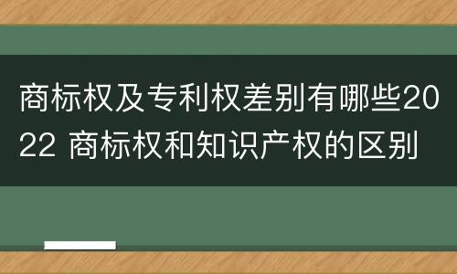 商标权及专利权差别有哪些2022 商标权和知识产权的区别