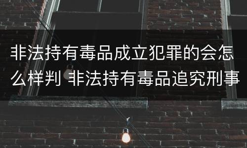 非法持有毒品成立犯罪的会怎么样判 非法持有毒品追究刑事责任吗