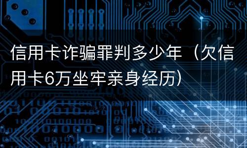 信用卡诈骗罪判多少年（欠信用卡6万坐牢亲身经历）