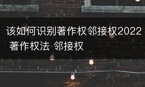 该如何识别著作权邻接权2022 著作权法 邻接权