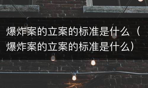 爆炸案的立案的标准是什么（爆炸案的立案的标准是什么）