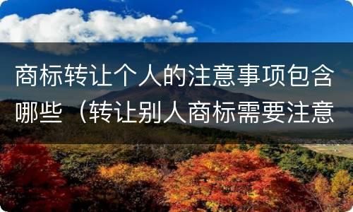 商标转让个人的注意事项包含哪些（转让别人商标需要注意什么）