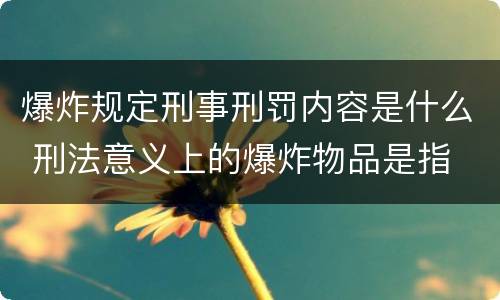 爆炸规定刑事刑罚内容是什么 刑法意义上的爆炸物品是指