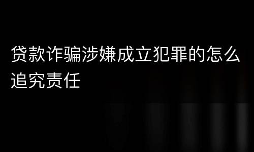 贷款诈骗涉嫌成立犯罪的怎么追究责任