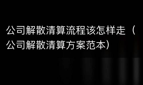 公司解散清算流程该怎样走（公司解散清算方案范本）