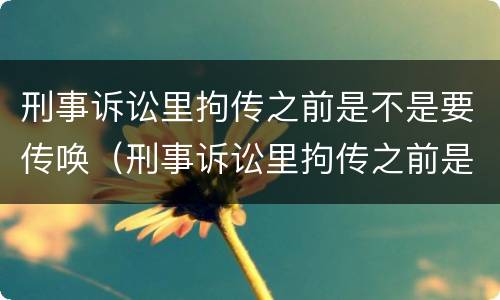 刑事诉讼里拘传之前是不是要传唤（刑事诉讼里拘传之前是不是要传唤证据）