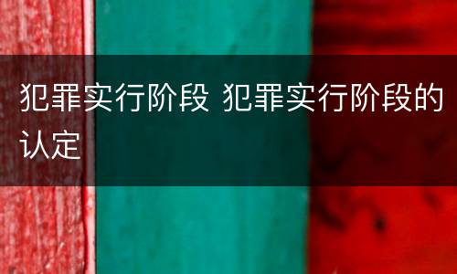 犯罪实行阶段 犯罪实行阶段的认定