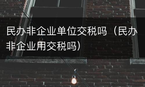 民办非企业单位交税吗（民办非企业用交税吗）