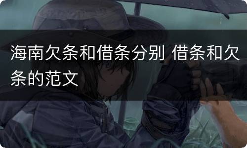 海南欠条和借条分别 借条和欠条的范文