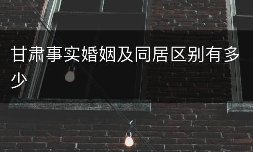 甘肃事实婚姻及同居区别有多少