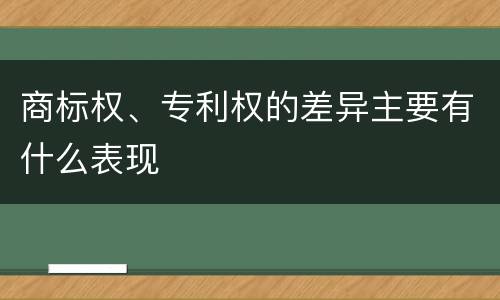 商标权、专利权的差异主要有什么表现