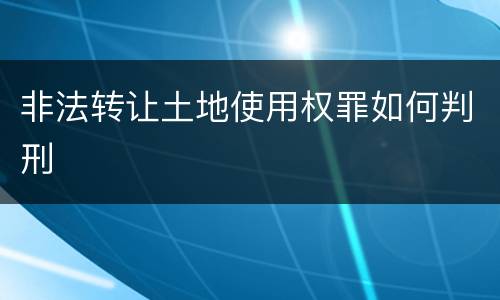 非法转让土地使用权罪如何判刑