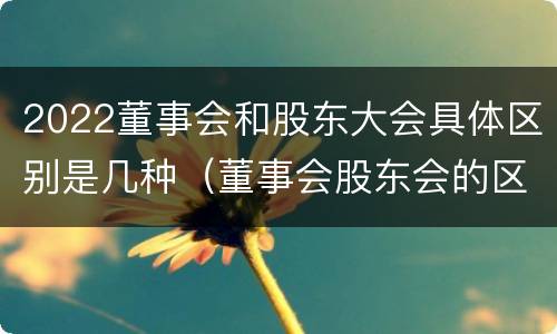 2022董事会和股东大会具体区别是几种（董事会股东会的区别）