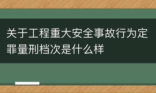 关于工程重大安全事故行为定罪量刑档次是什么样