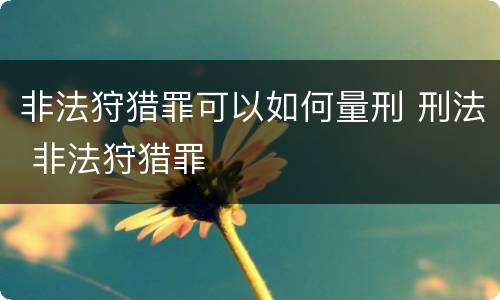 非法狩猎罪可以如何量刑 刑法 非法狩猎罪