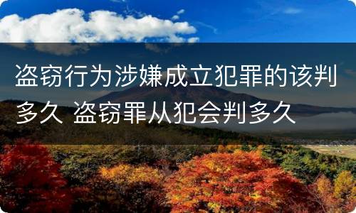 盗窃行为涉嫌成立犯罪的该判多久 盗窃罪从犯会判多久
