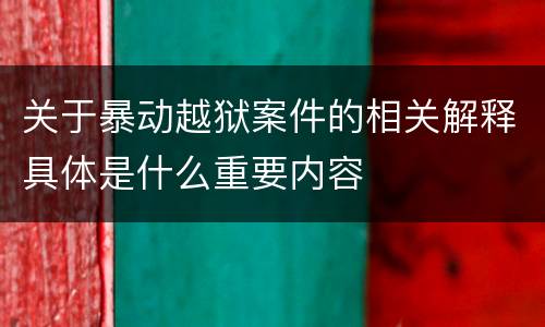 关于暴动越狱案件的相关解释具体是什么重要内容