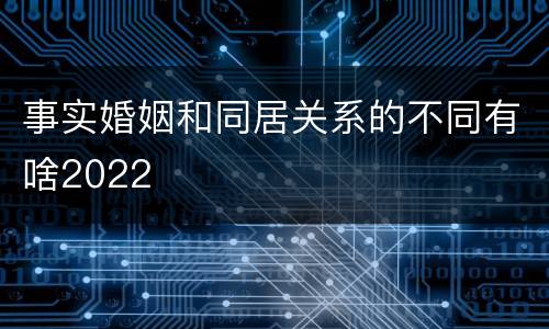 事实婚姻和同居关系的不同有啥2022