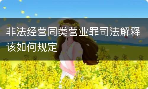 非法经营同类营业罪司法解释该如何规定