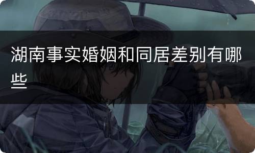 湖南事实婚姻和同居差别有哪些