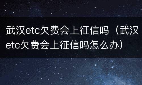武汉etc欠费会上征信吗（武汉etc欠费会上征信吗怎么办）