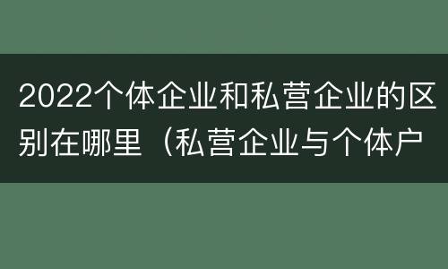 2022个体企业和私营企业的区别在哪里（私营企业与个体户的区别）