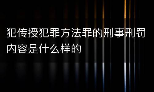 犯传授犯罪方法罪的刑事刑罚内容是什么样的