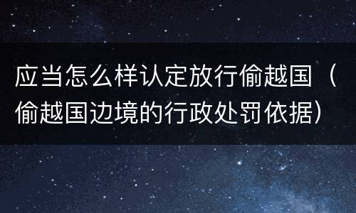 应当怎么样认定放行偷越国（偷越国边境的行政处罚依据）
