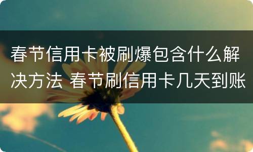 春节信用卡被刷爆包含什么解决方法 春节刷信用卡几天到账