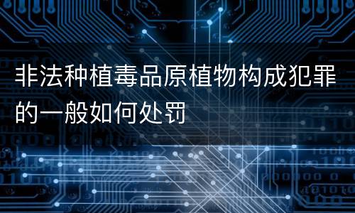 非法种植毒品原植物构成犯罪的一般如何处罚
