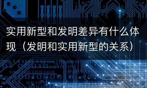 实用新型和发明差异有什么体现（发明和实用新型的关系）